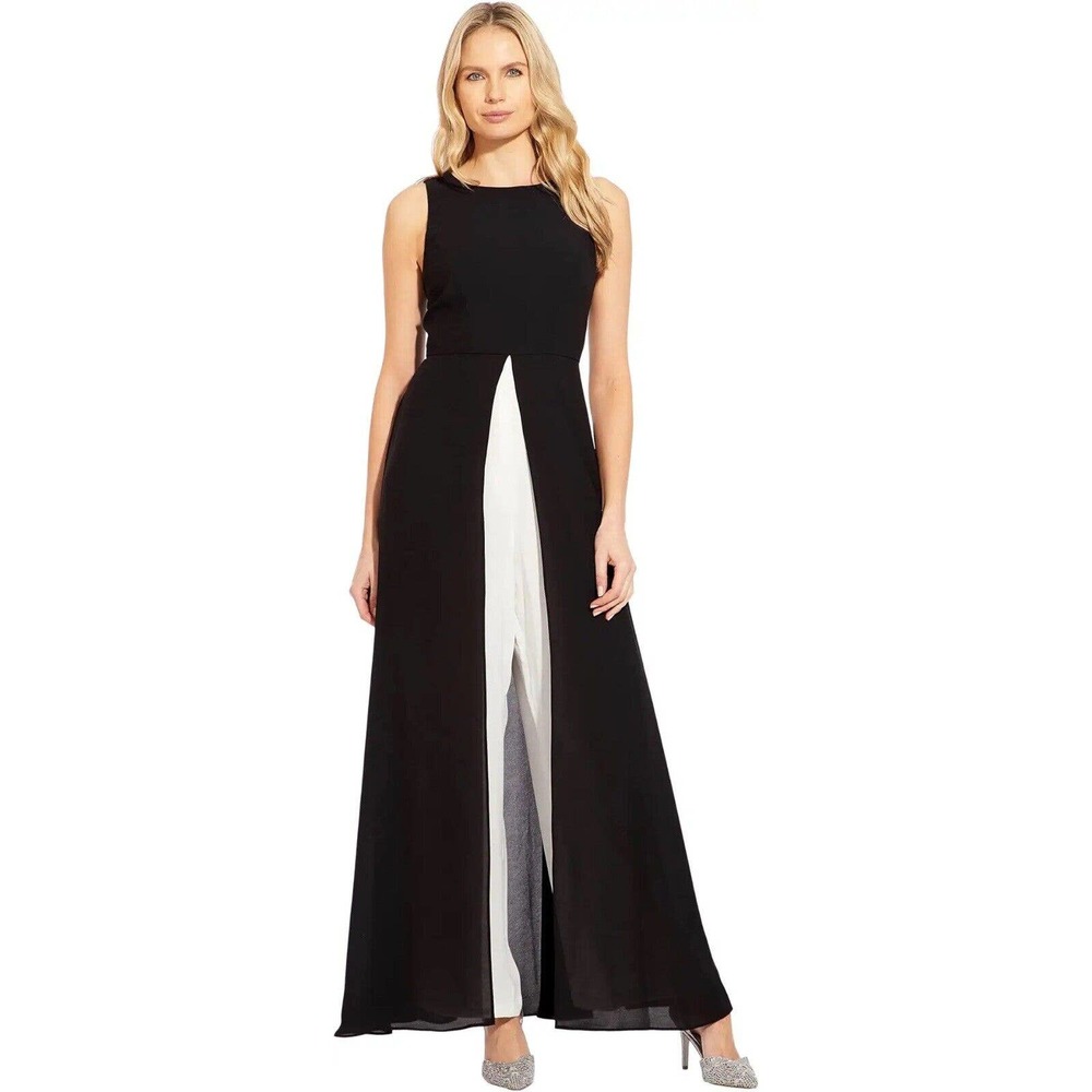 Adrianna Papell Jumpsuit With Skirt Overlay Women 0 Long Formal Sleeveles NWT